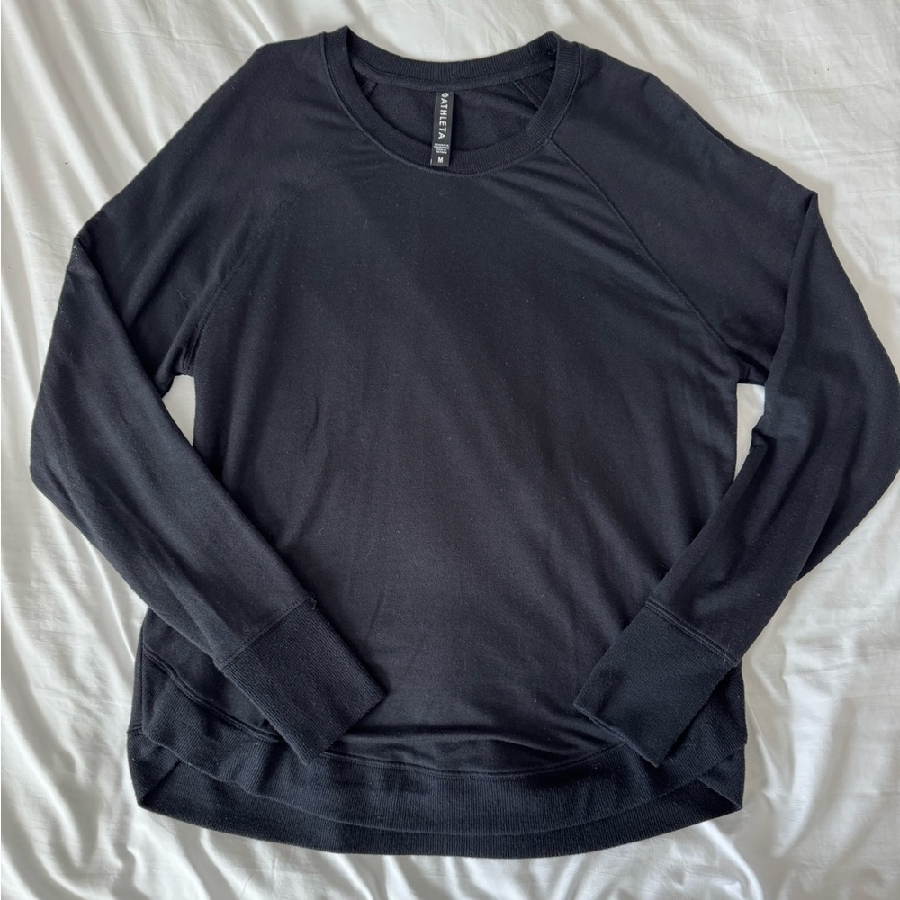 Athleta Black Crewneck Sweatshirt Medium | Soft Reglan Sleeve Athleisure